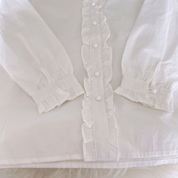 Solocote ruffled button Down white shirt - Picture 5 of 5
